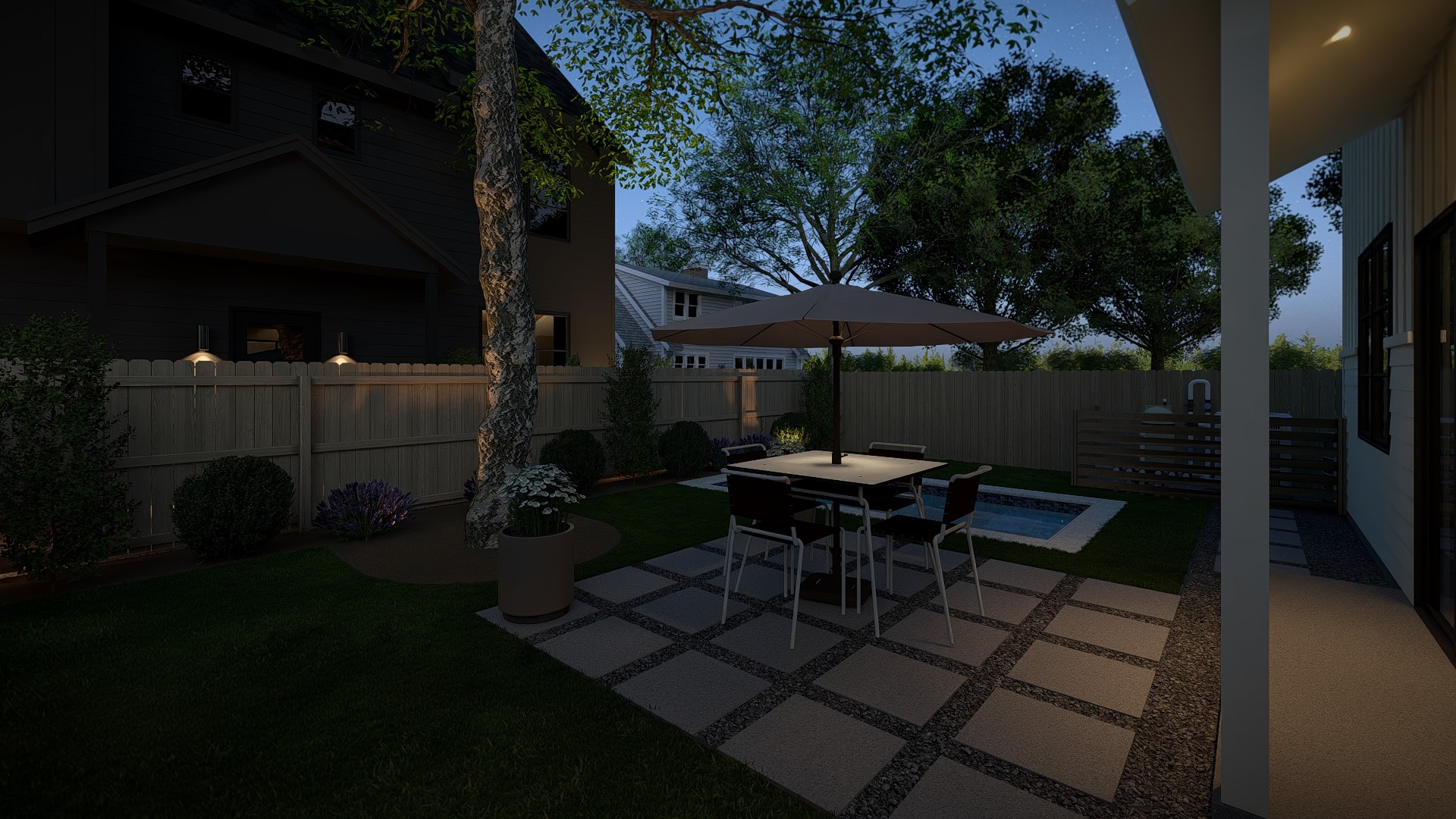 1508 Holly Street, Unit 2 Austin, TX 78702 - Photo 7 of 38 a backyard of a house with table and chairs with wooden floor