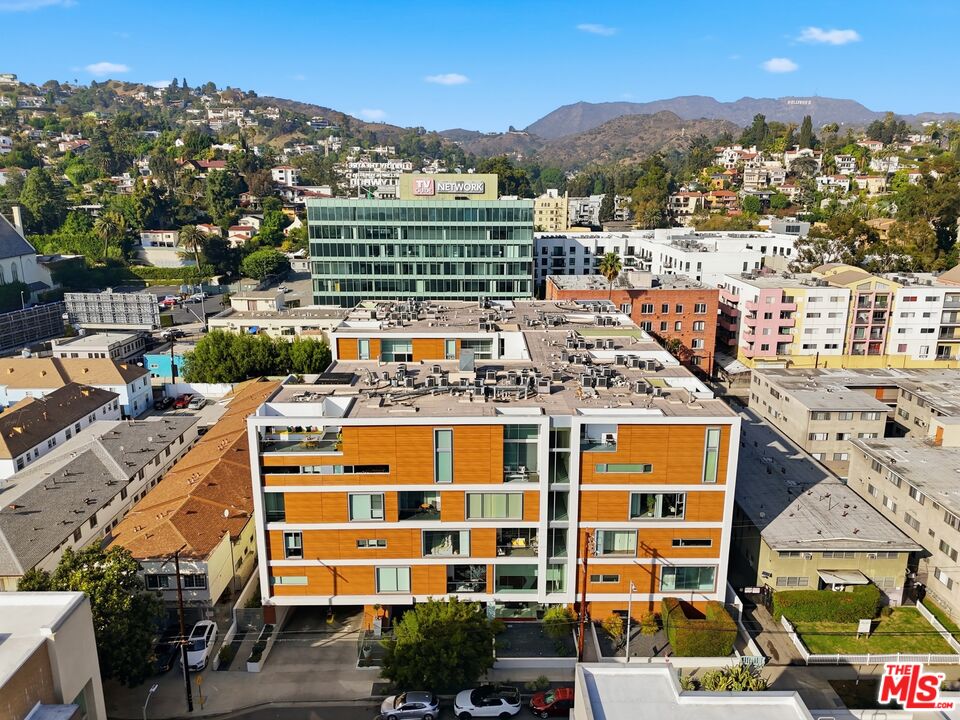 a view of a city that has tall buildings