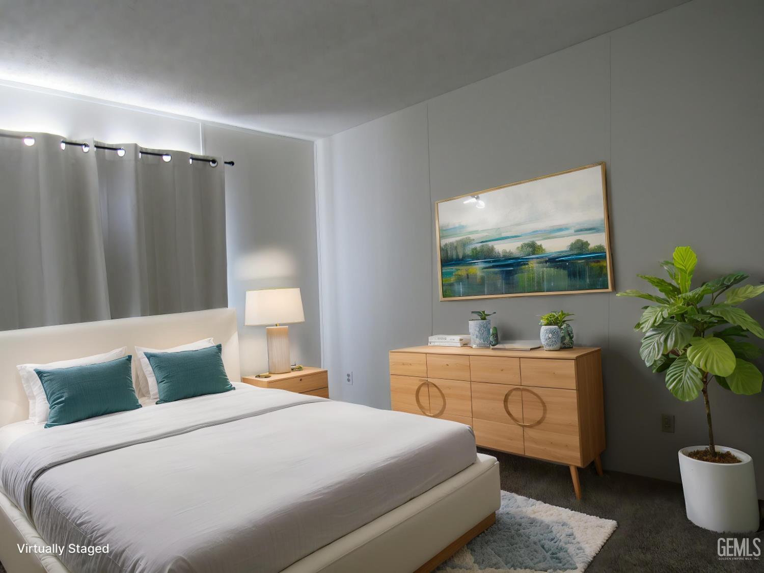 Undisclosed Address Bakersfield, CA 93304 - Photo 15 of 26 a bedroom with a bed and a potted plant