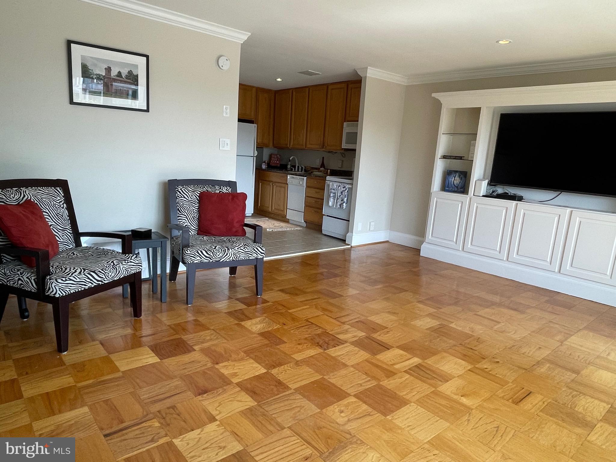 520 N Street Southwest, Unit S618 Washington, DC 20024 - Photo 9 of 62 a living room with furniture and a flat screen tv