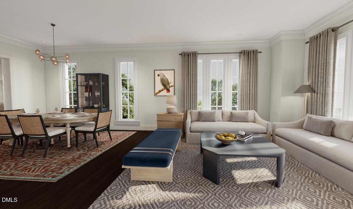 1319 Chester Road Raleigh, NC 27608 - Photo 4 of 14 a living room with furniture wooden floor and a window