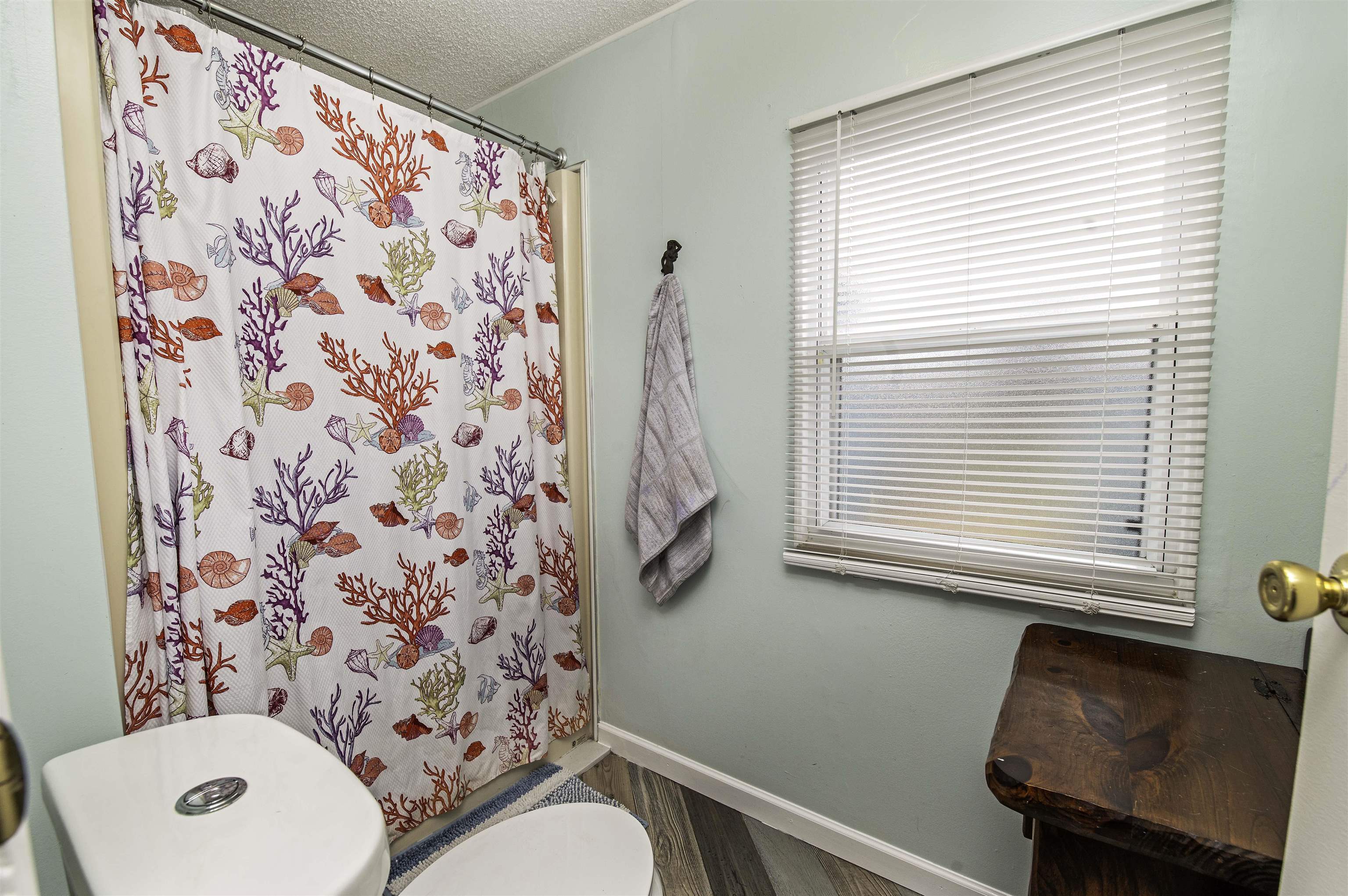 266 Pizarro Road St. Augustine, FL 32080 - Photo 17 of 26 a bathroom with a toilet and a shower curtain