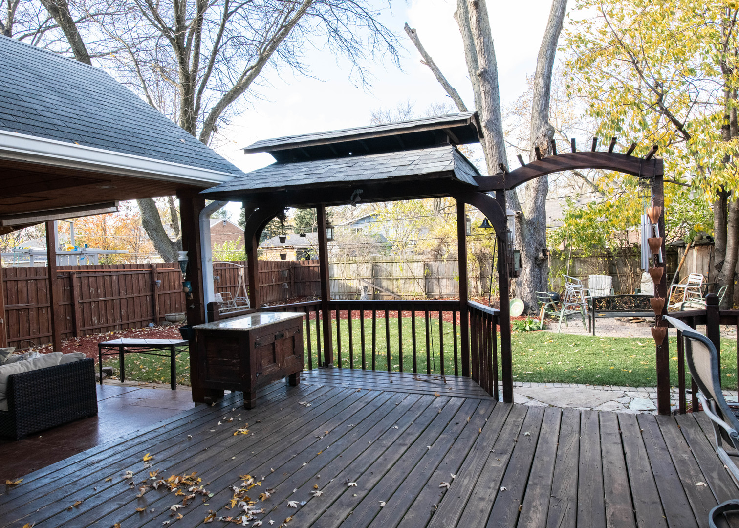 185 South Pinecrest Road Bolingbrook, IL 60440 - Photo 35 of 38 wooden floor on roof deck with wooden floor and fence