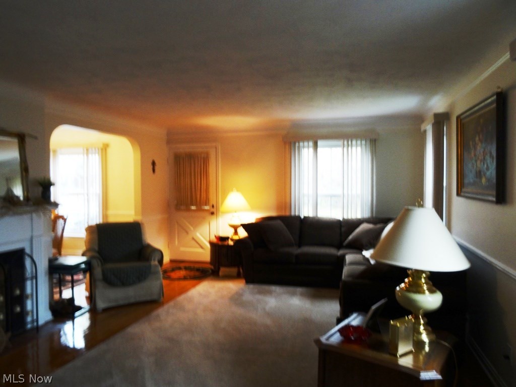 4767 Broadale Road Cleveland, OH 44109 - Photo 6 of 19 Spacious bright and light living room, with gleaming hardwood floor, decorator fireplace, cove ceiling. Open to the beautiful formal dining room.