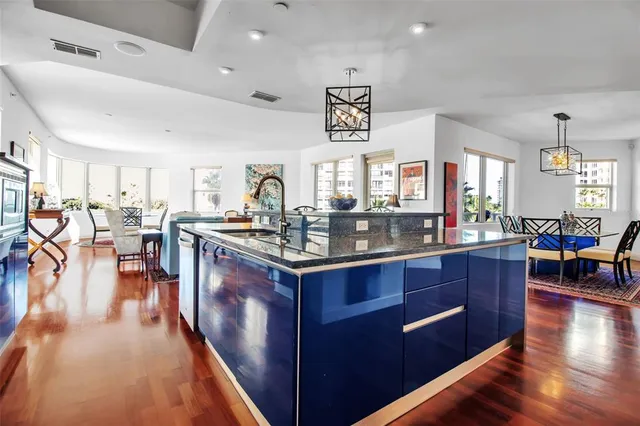 a kitchen with lots of counter top space