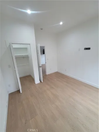 an empty room with a door