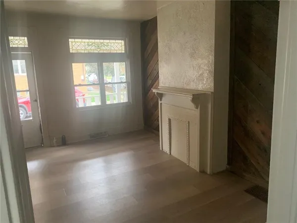 an empty room with windows