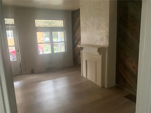 an empty room with windows