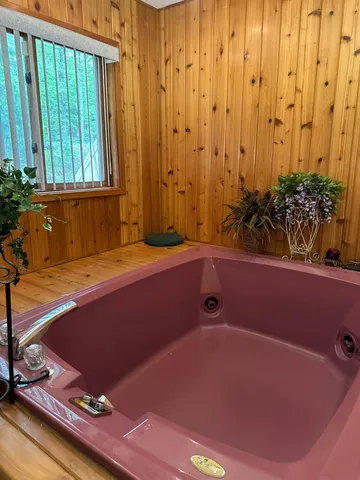 a bathroom with a tub