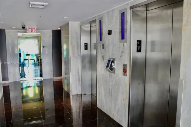 a view of a glass door