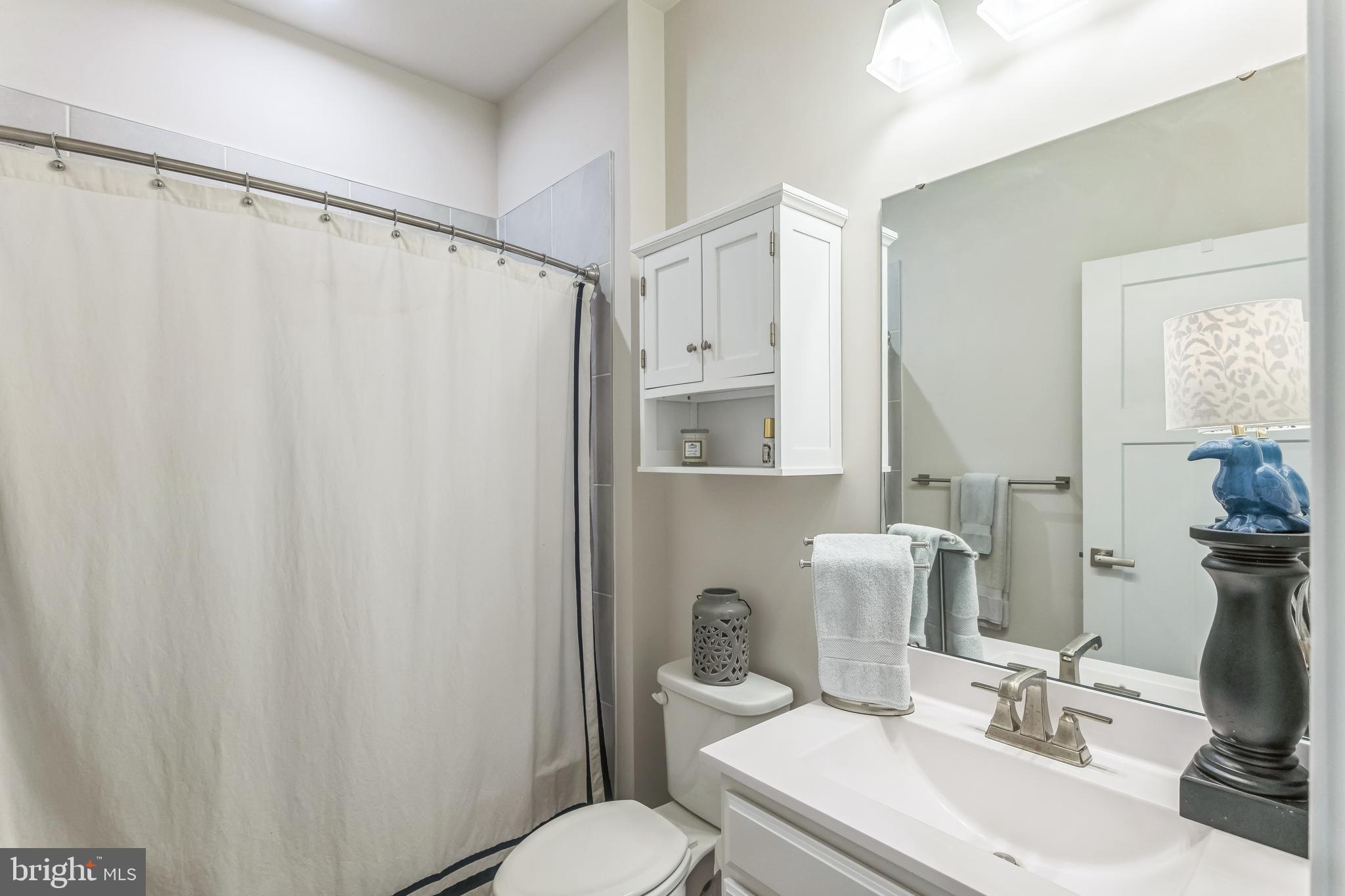 235 Edwin Road Frederick, MD 21702 - Photo 19 of 28 a bathroom with a sink a toilet and shower curtain