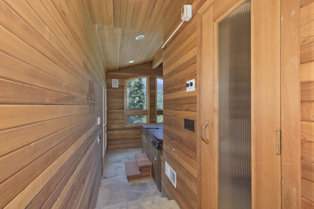 92 Garnet Street Mammoth Lakes, CA 93546 - Photo 41 of 50 Relaxing sauna featuring wooden walls, wooden ceiling, and recessed lighting