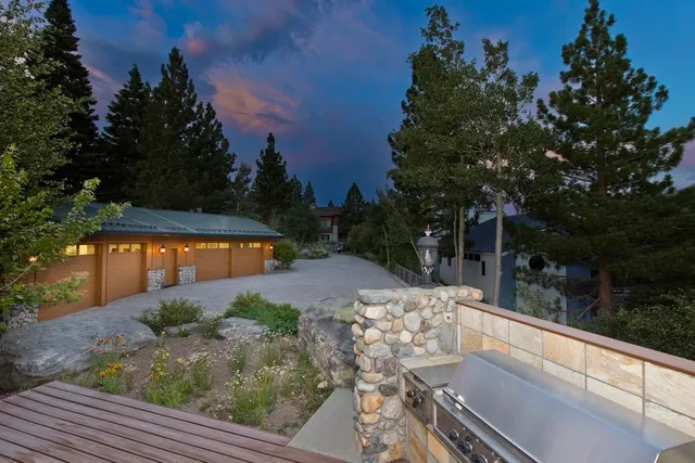 an aerial view of a house with a garden