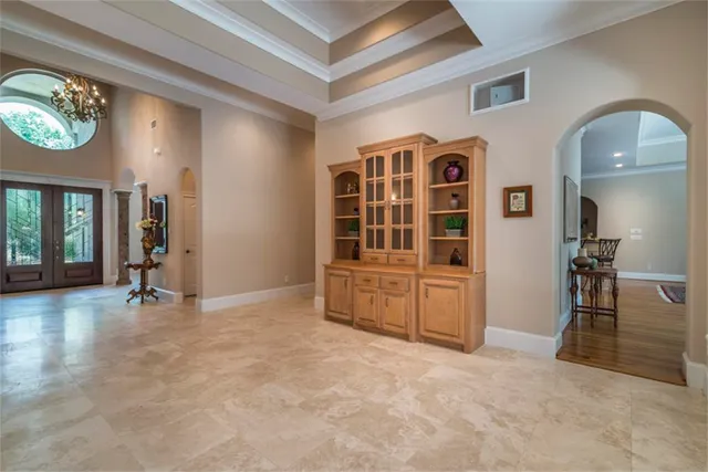 an empty room with windows