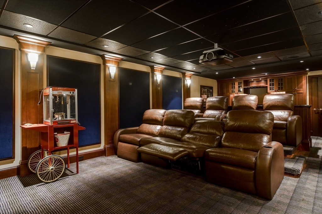 60 Lantern Lane Needham, MA 02492 - Photo 27 of 36 a media room with lots of chairs and a projector