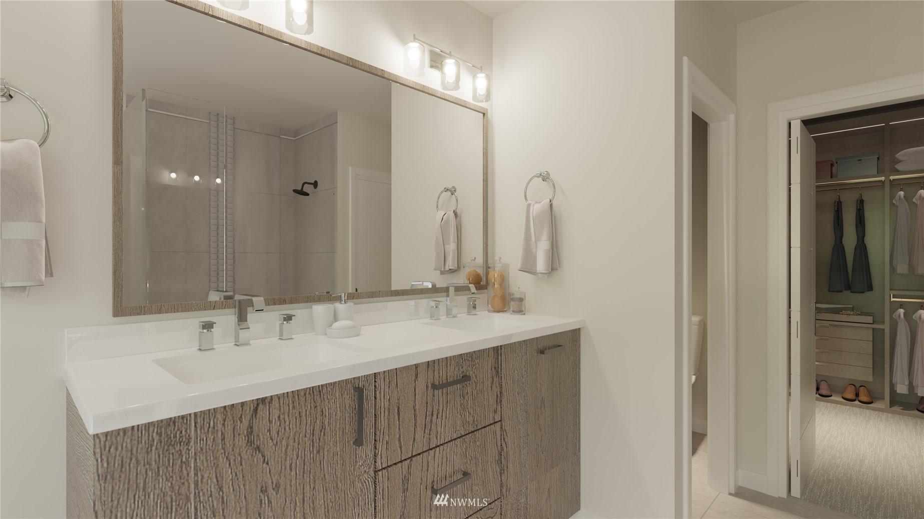 21622 1st Avenue West Bothell, WA 98021 - Photo 17 of 19 a bathroom with a sink double vanity and a mirror