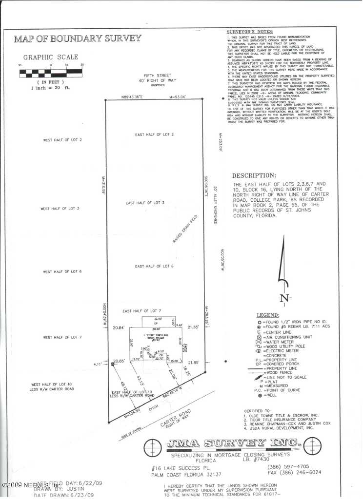 1742 Carter Road St. Augustine, FL 32084 - Photo 2 of 3 Survey