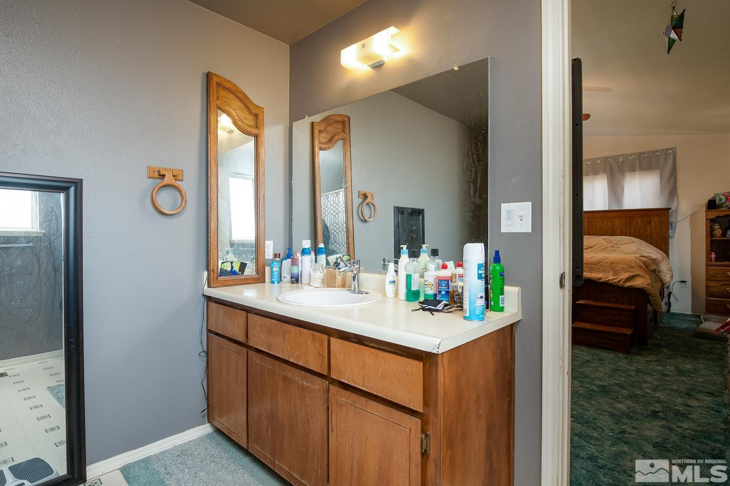 574 Yellow Jacket Road Dayton, NV 89403 - Photo 22 of 37 a bathroom with a sink and a mirror