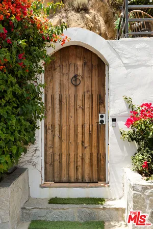 a view of a wooden door