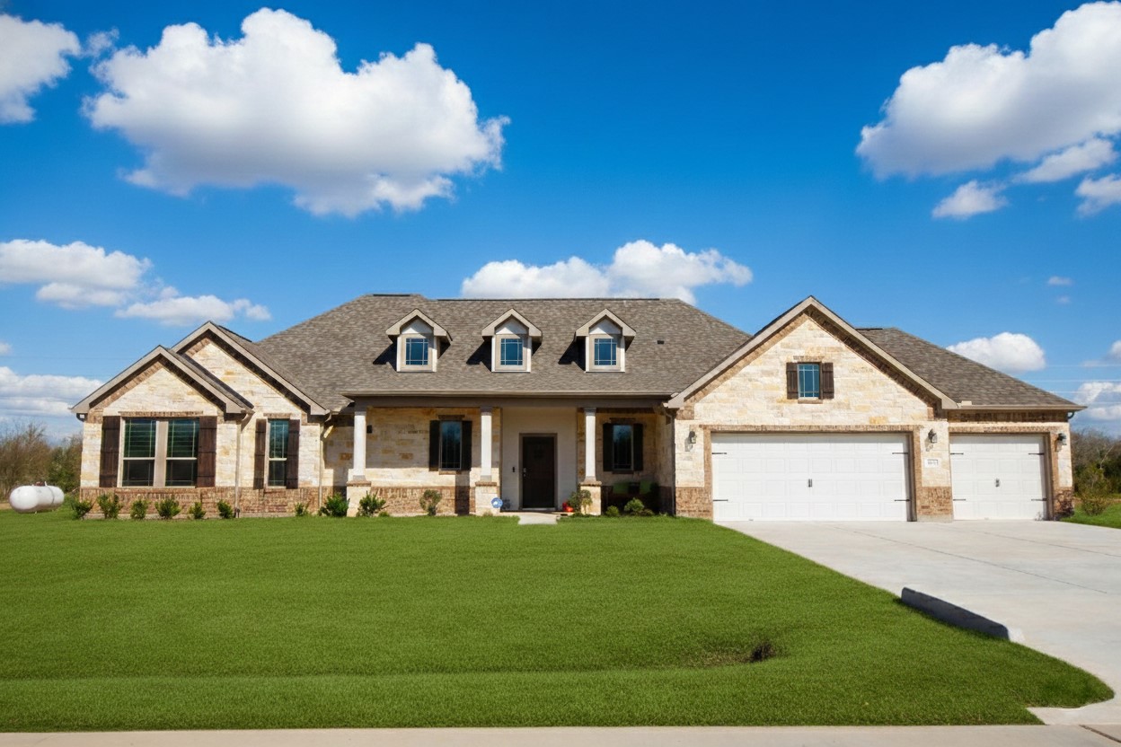 1423 Southfork Ranch Drive Sealy, TX 77474 - Photo 11 of 17 a view of a white house with a big yard and potted plants