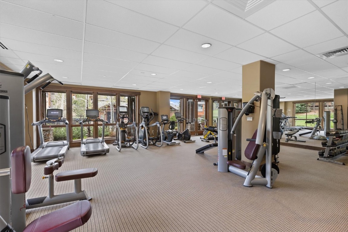 1175 Bangtail Way, Unit 5118 Steamboat Springs, CO 80487 - Photo 41 of 46 a view of a room with gym equipment