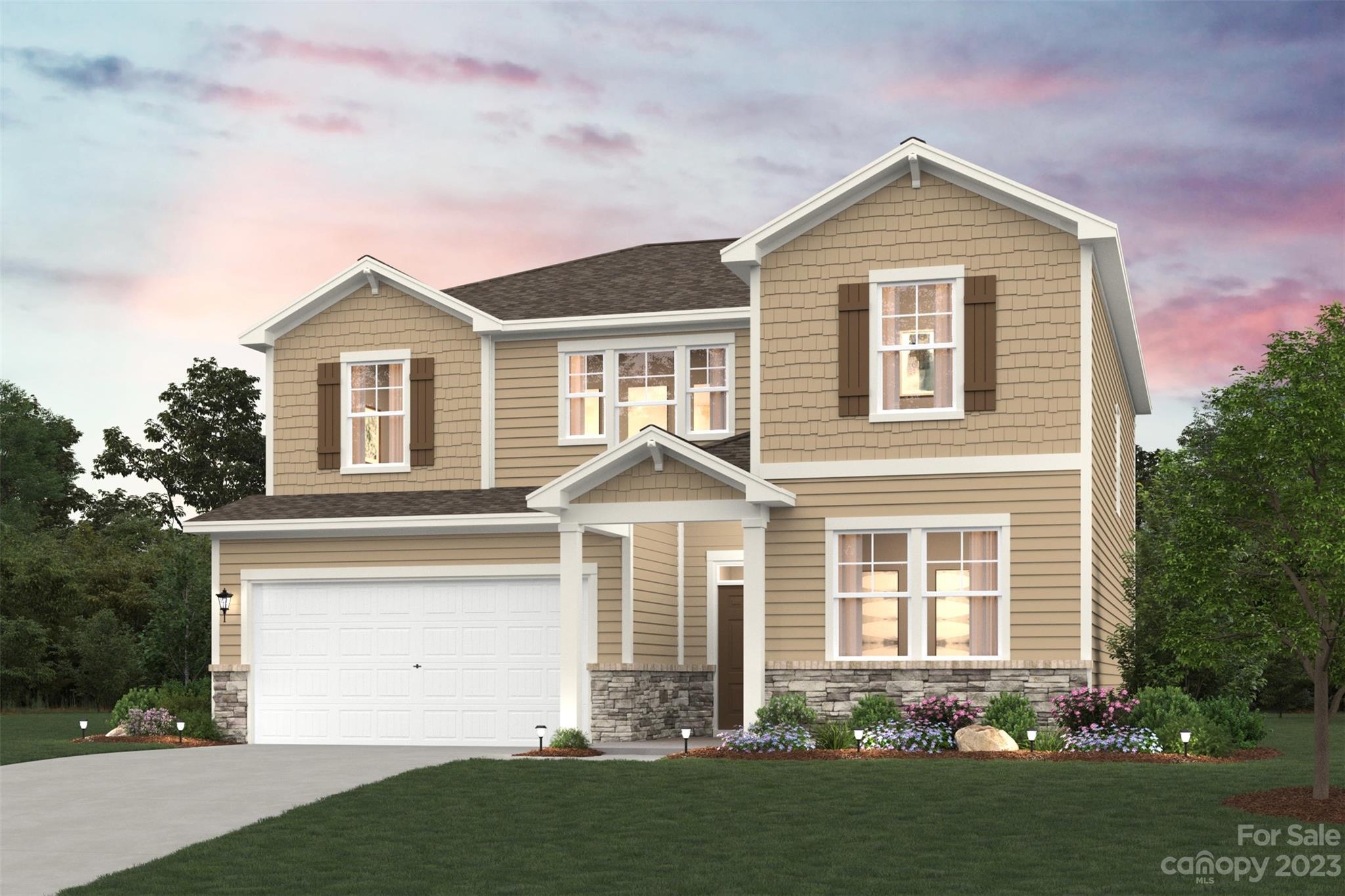 front view of a house with a yard