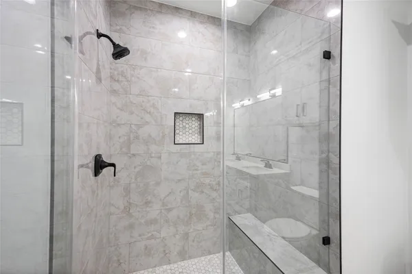 a bathroom with a shower