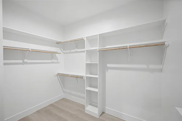 a view of an empty walk in closet