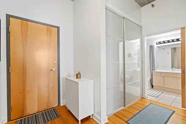 a view of a bathroom from a bathroom