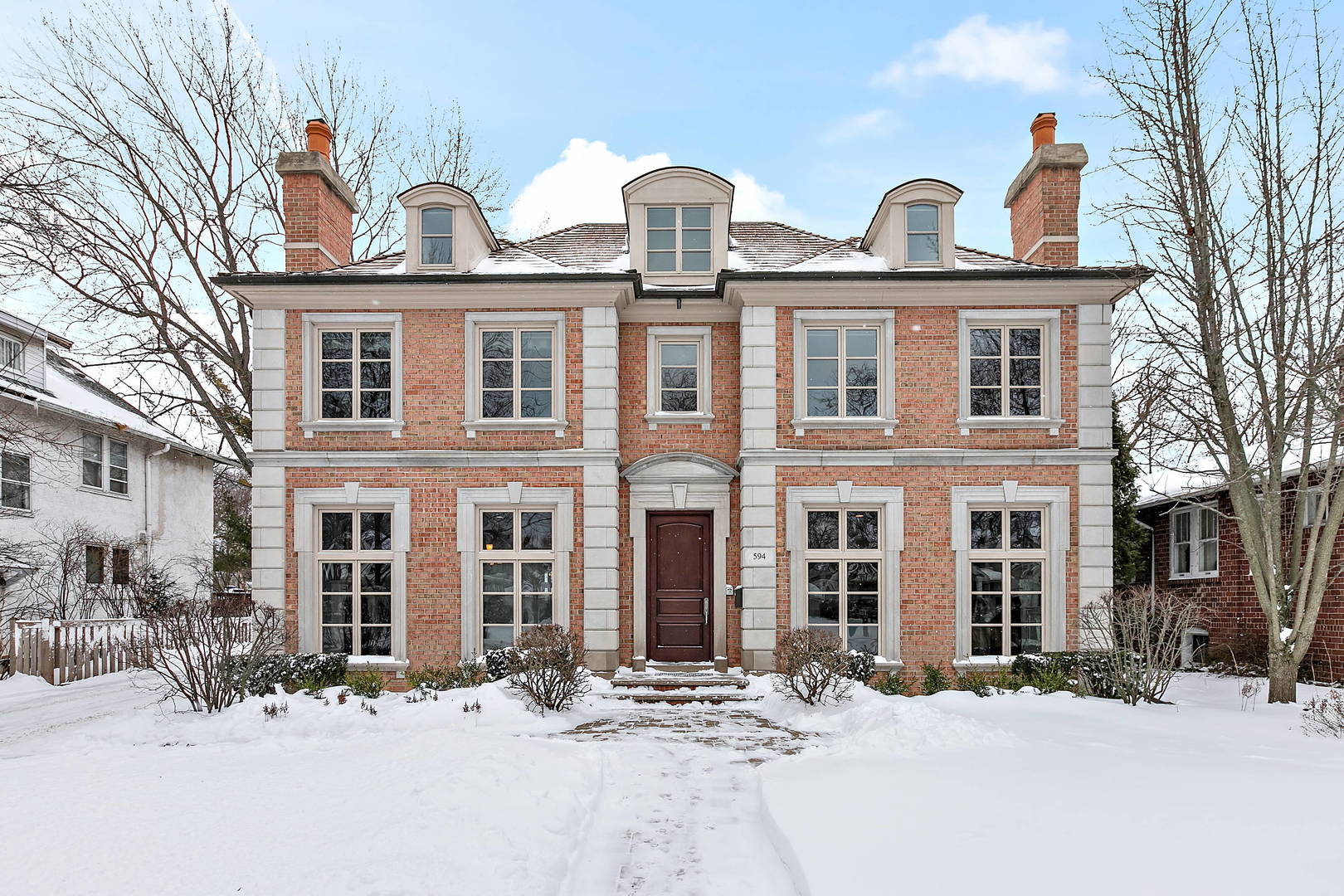 a front view of a building