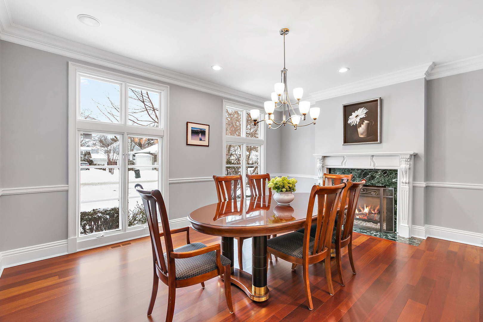 594 Willow Road Winnetka, IL 60093 - Photo 14 of 41 a view of a dining room with furniture window and wooden floor