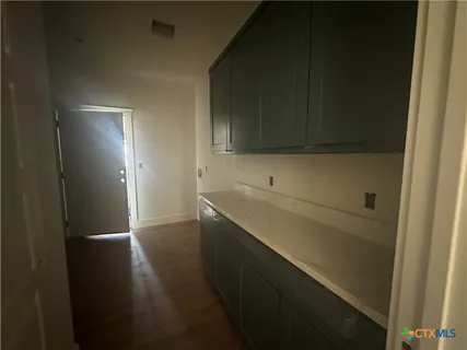 a kitchen with a sink and cabinets