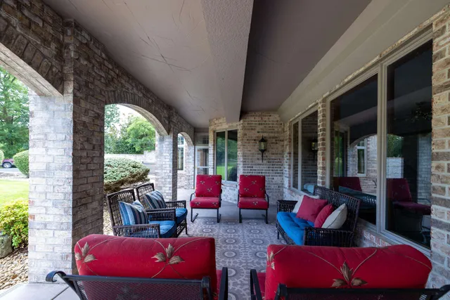 a view of a golf course with a garden