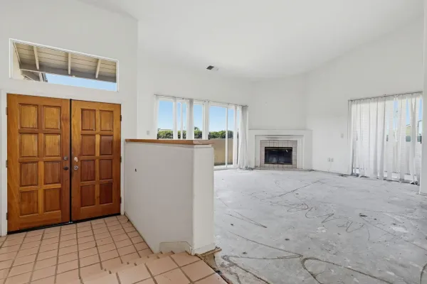 a view of a livingroom with a fireplace