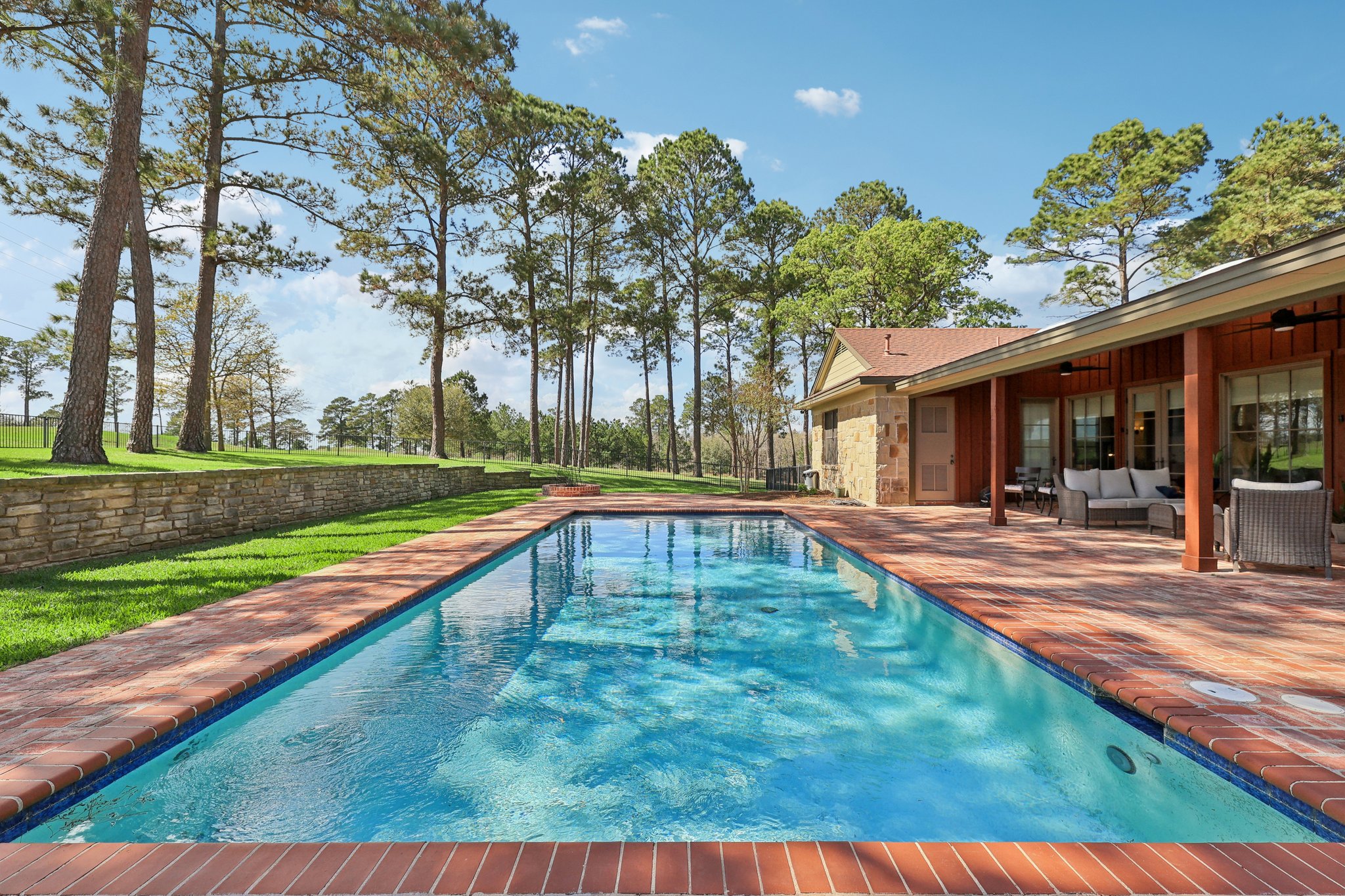 546 McAllister Road Bastrop, TX 78602 - Photo 24 of 40 Swimming pool featuring a patio, an outdoor lounge area, and a yard