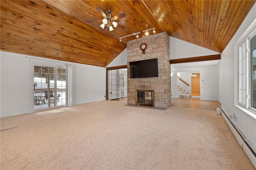2912 Clearview Road Allison Park, PA 15101 - Photo 4 of 35 Stunning And Spacious Family Room Is Adorned With Wood Vaulted Ceiling And A Stone Fireplace