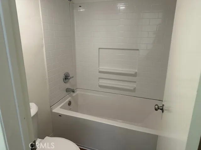 a bathroom with a bathtub