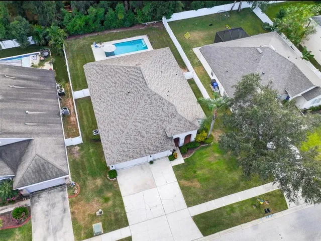 an aerial view of a house