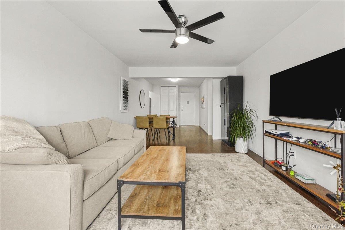 6 Birchwood Court, Unit 5B Mineola, NY 11501 - Photo 4 of 13 a living room with furniture and a flat screen tv