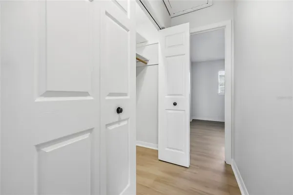 a view of an empty walk in closet