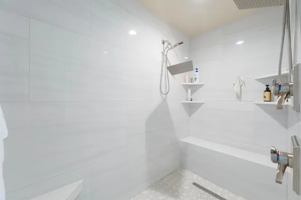 a bathroom with a bathtub