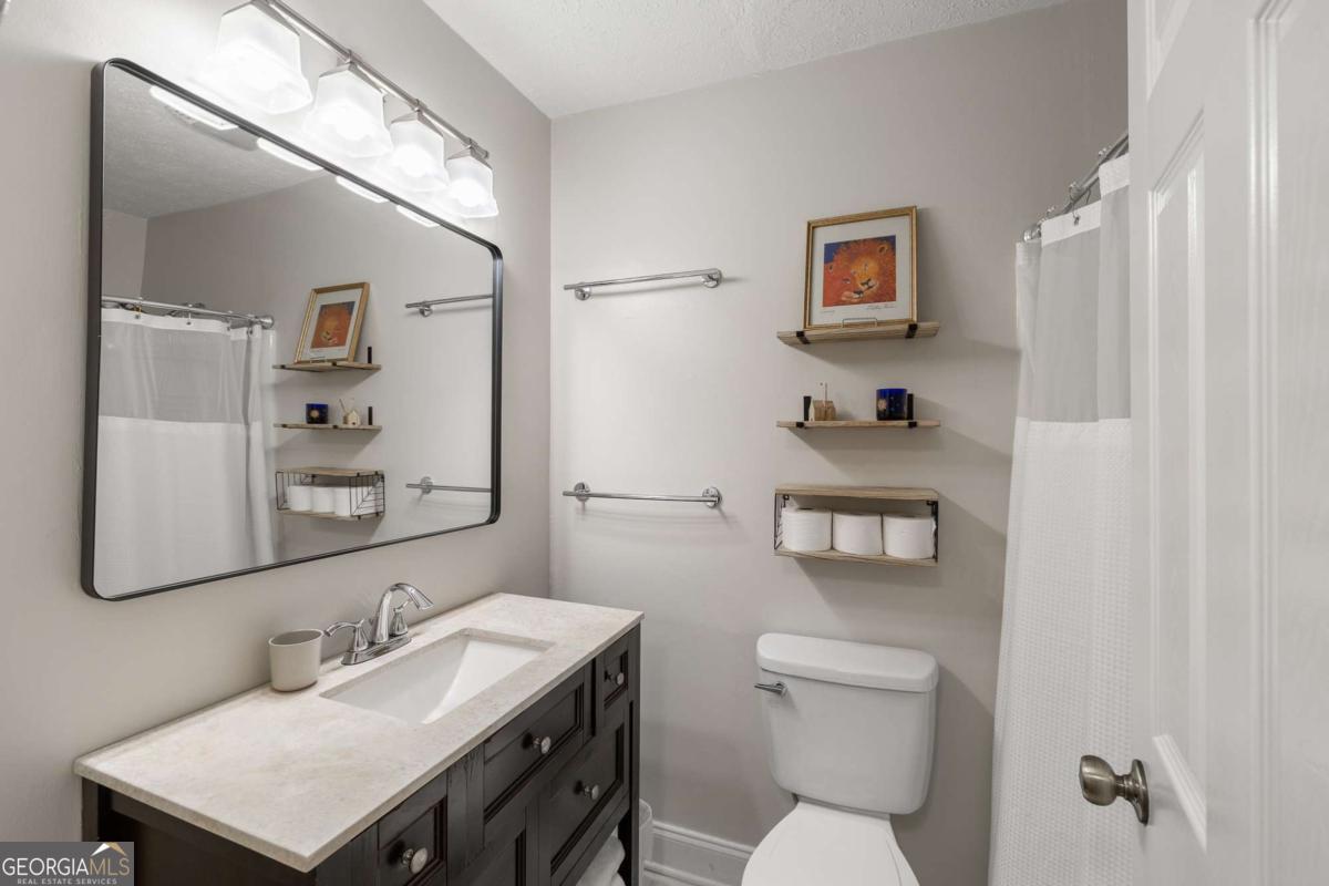 168 Pearl Street Athens, GA 30601 - Photo 18 of 43 a bathroom with a toilet sink and mirror