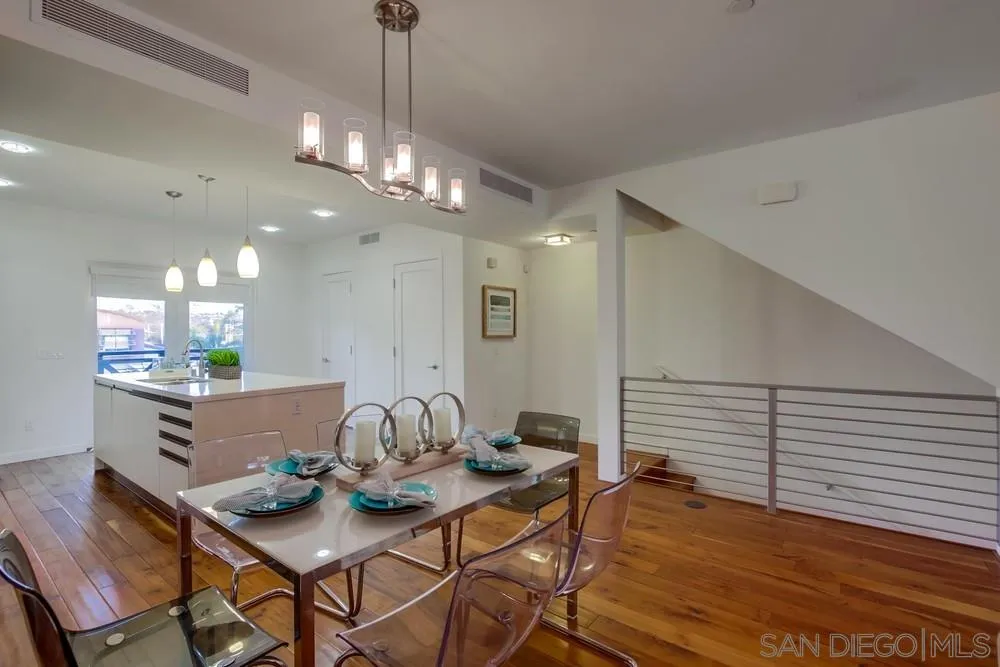 90 North Coast Highway 101, Unit 312 Encinitas, CA 92024 - Photo 15 of 19 a view of a dining room with furniture and wooden floor