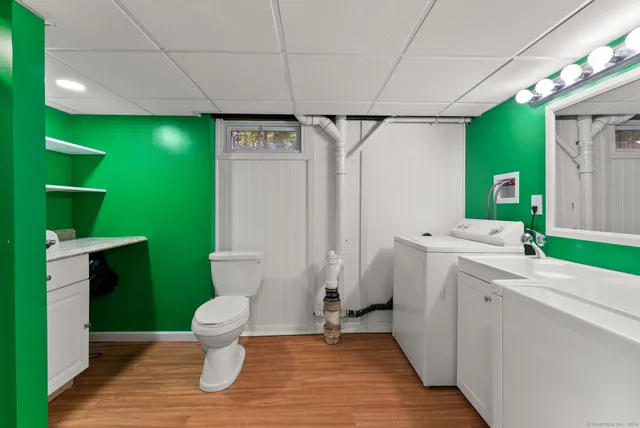 a room with a washer and dryer