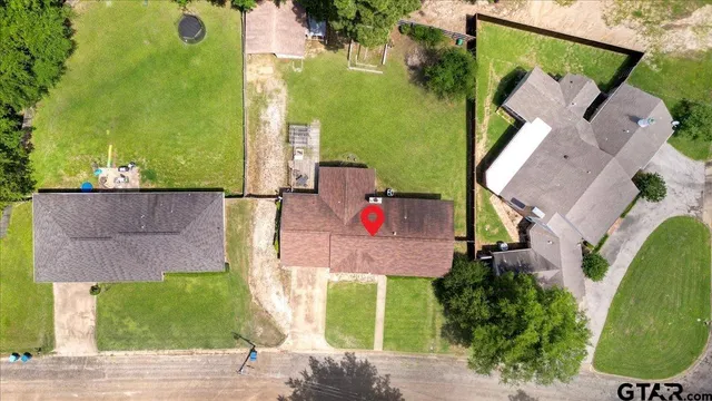 an aerial view of a house