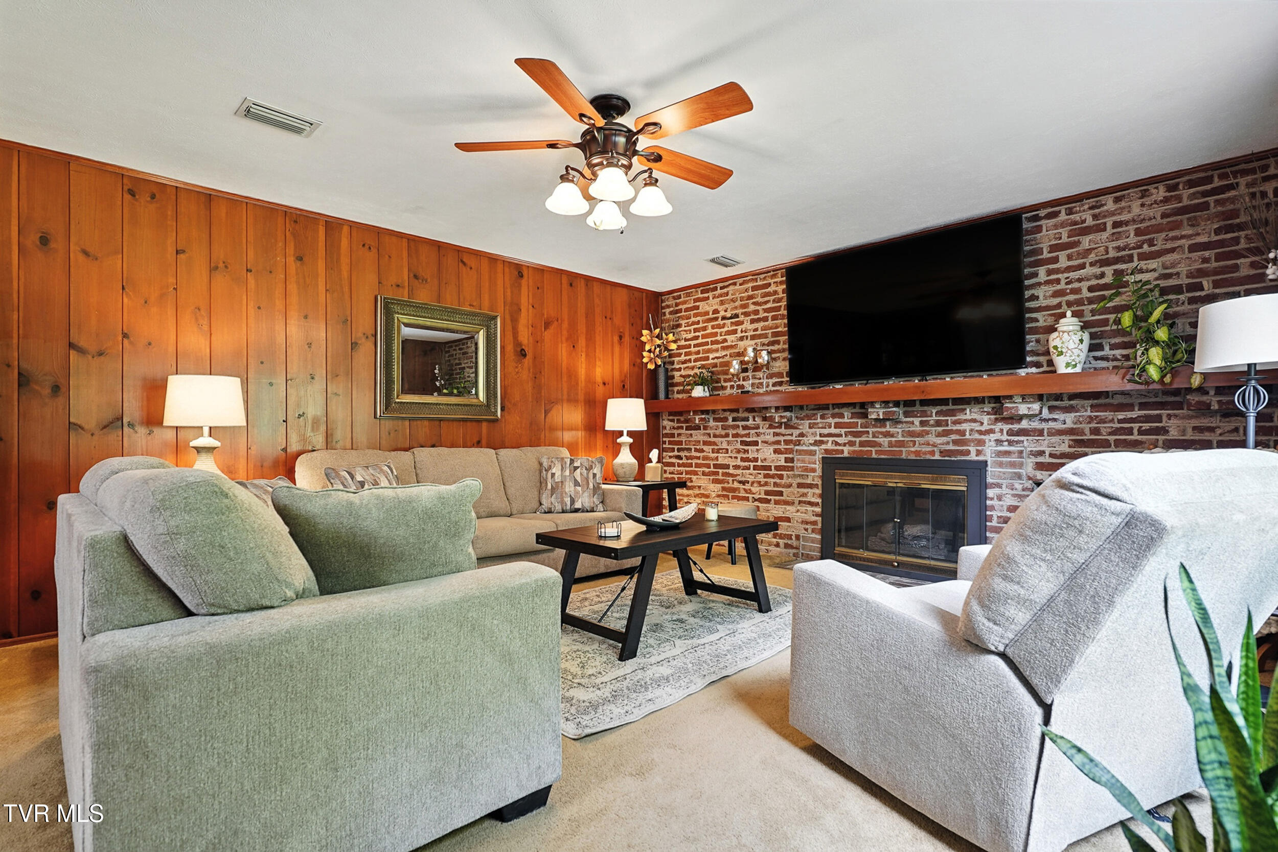cozy living room with fireplace