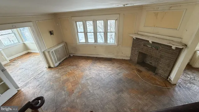 an empty room with windows