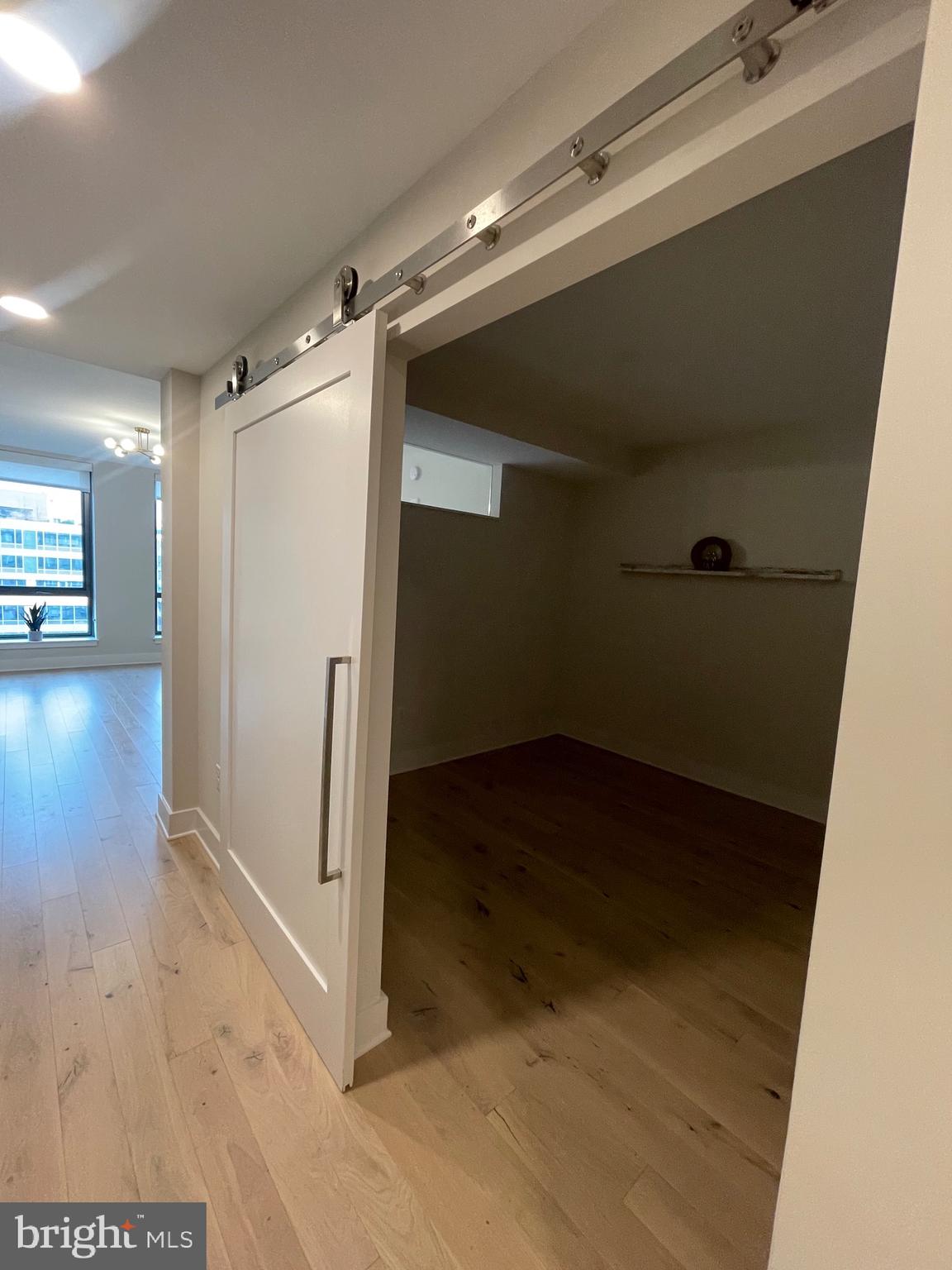 1211 Van Street Southeast, Unit 1010 Washington, DC 20003 - Photo 3 of 19 Hallway and bedroom with sliding barn door.
