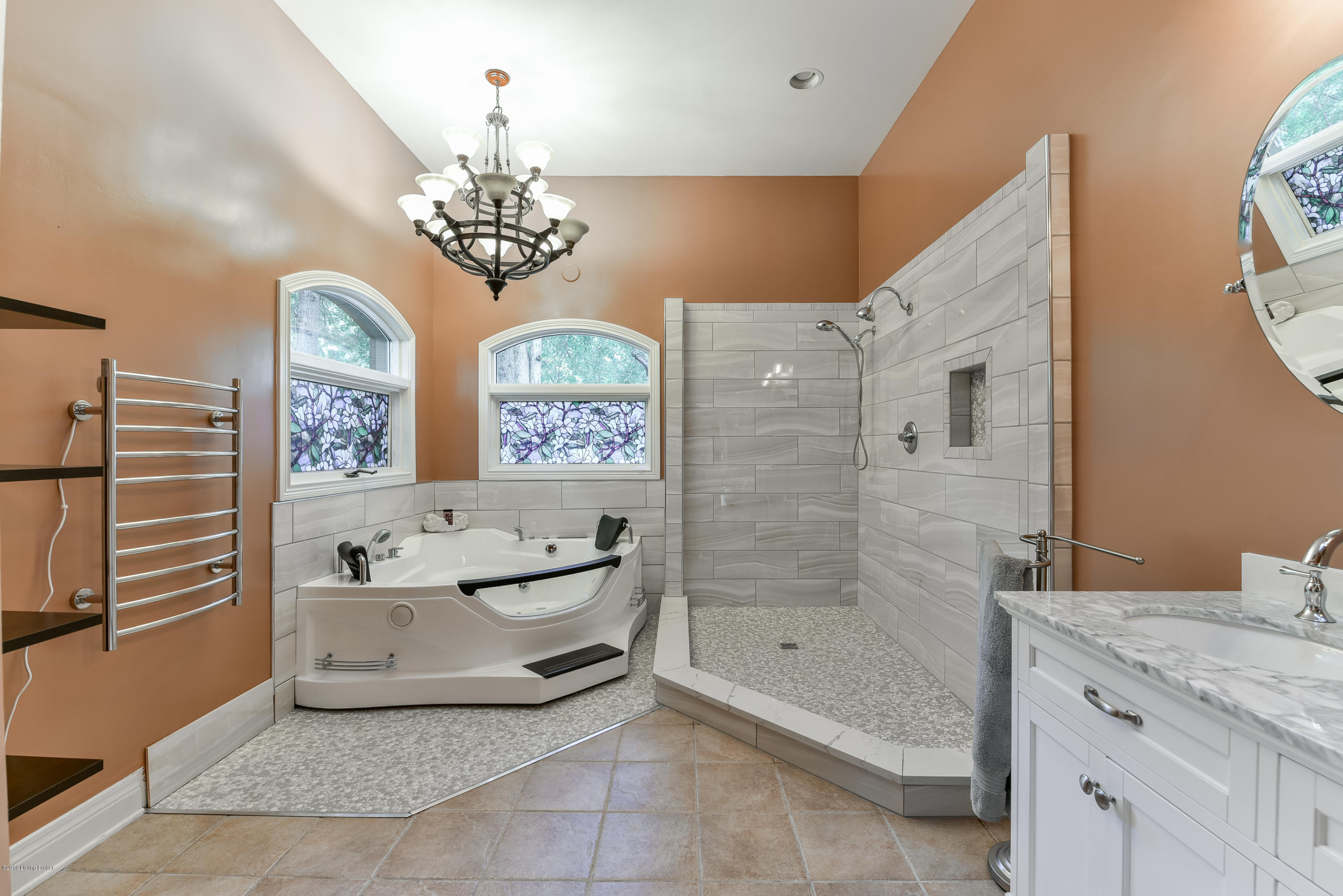 11511 Cedardale Road Anchorage, KY 40223 - Photo 62 of 99 Ample natural light is provided by the skylight and two arched transom windows around the tub