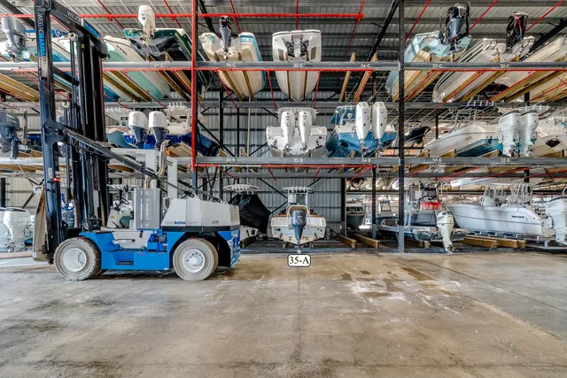 a view of parking garage with cars